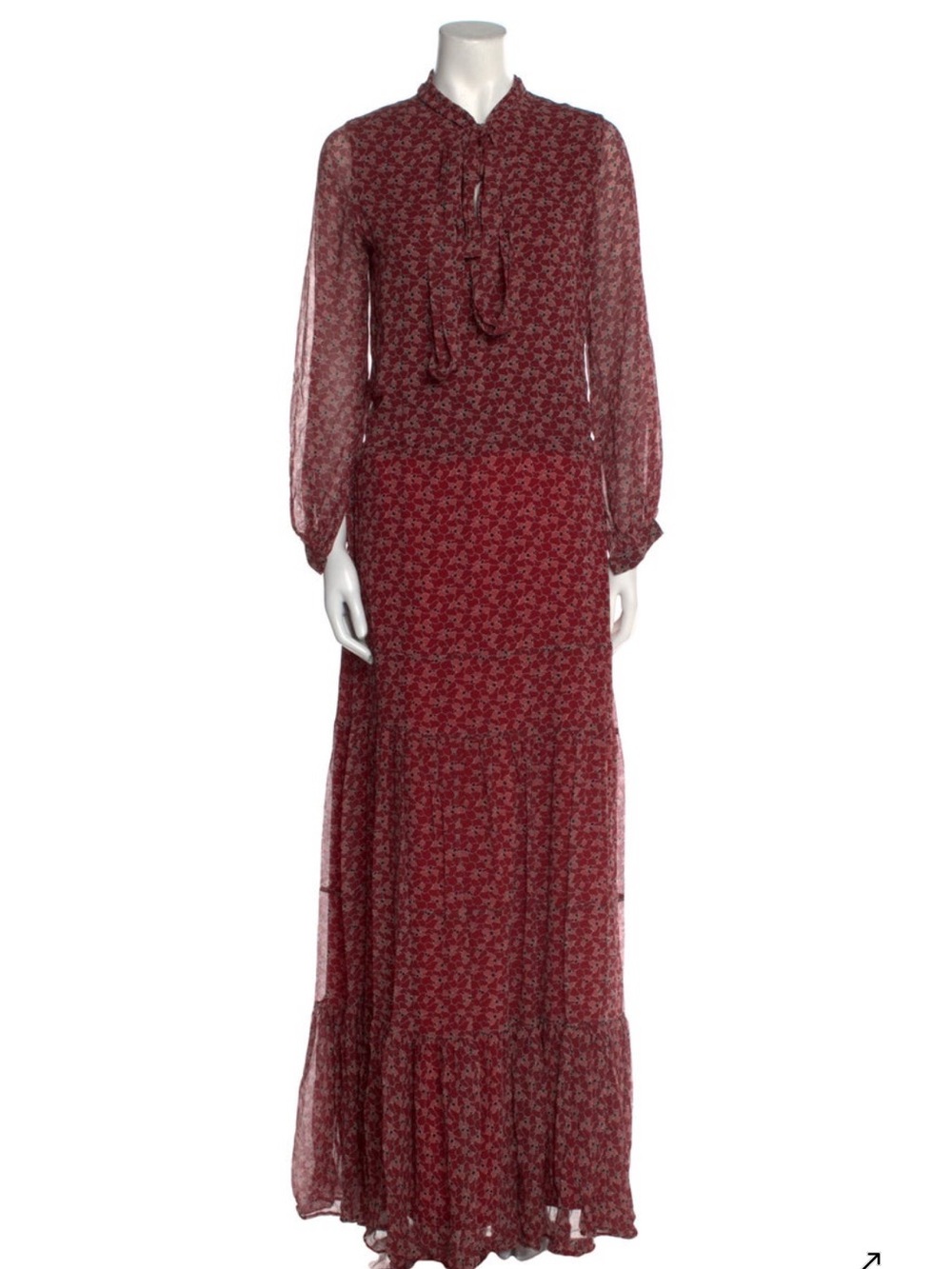 Alexis Burgundy Floral Tie-Neck Maxi Dress